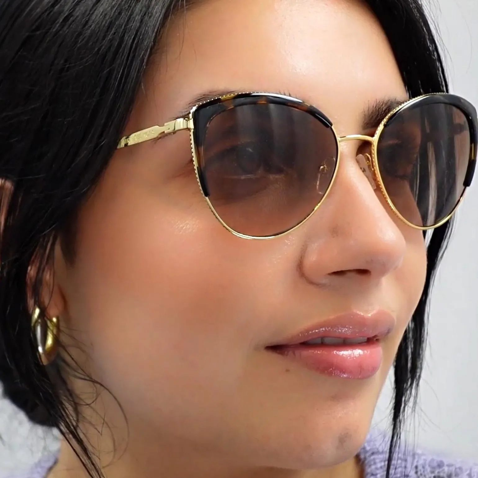 Michael Kors Sunglasses Biscayne MK1046 110011 Light Gold Black Dark G