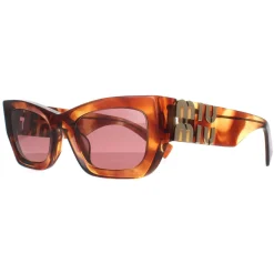Miu Miu Sunglasses MU09WS 11Q08S Striped Tobacco Dark Violet