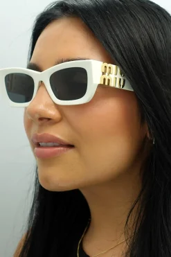 Miu Miu Sunglasses MU09WS 1425S0 White Dark Grey