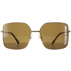 Miu Miu Sunglasses MU51YS 7OE01T Antique Gold Dark Brown