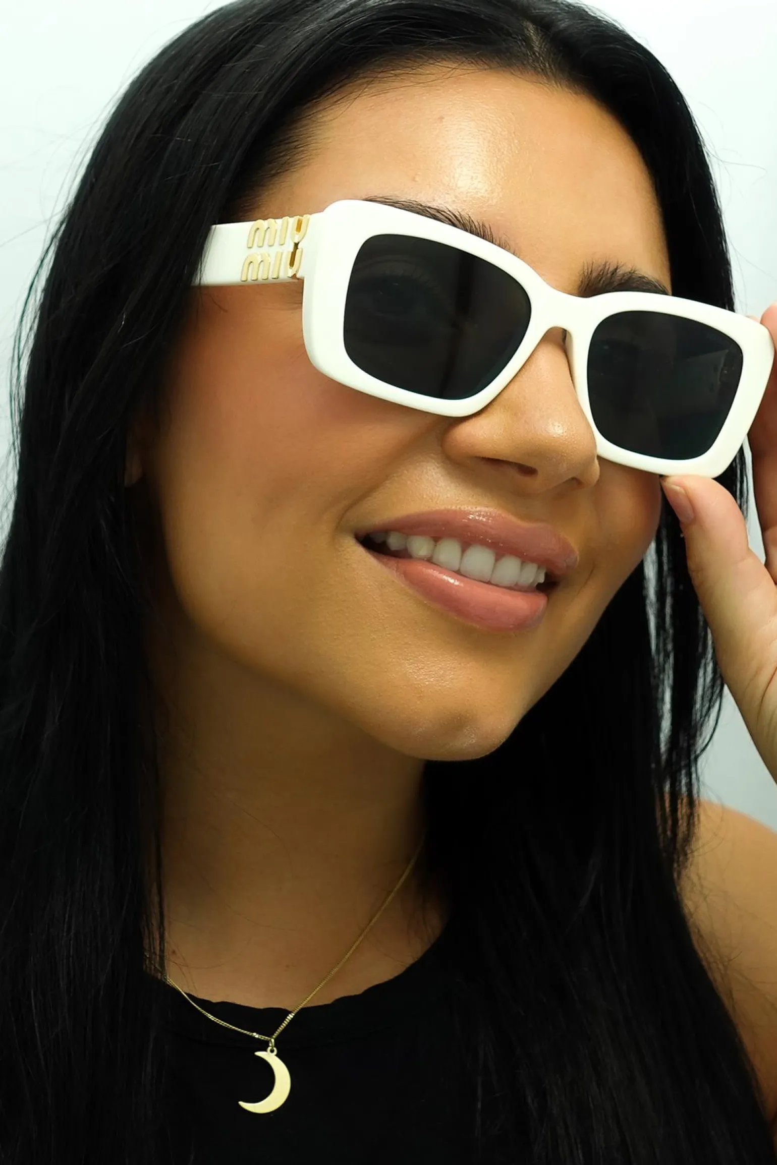 Miu Miu Sunglasses MU07YS 1425S0 White Dark Grey