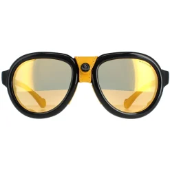 Moncler Sunglasses ML0090 01C Shiny Black Grey Mirror