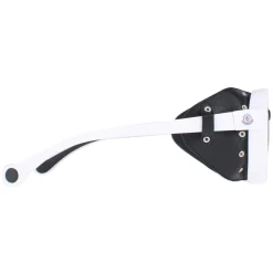 Moncler Sunglasses ML0046 21C White Black Leather Grey Silver Mirror