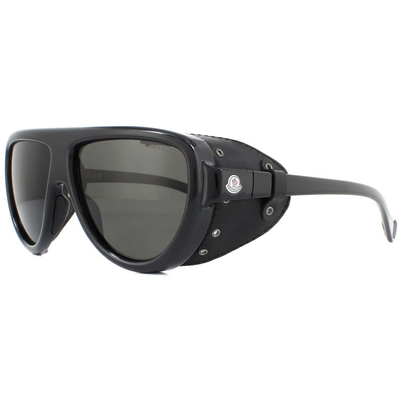 Moncler Sunglasses ML0089 01D Shiny Black Smoke Polarized
