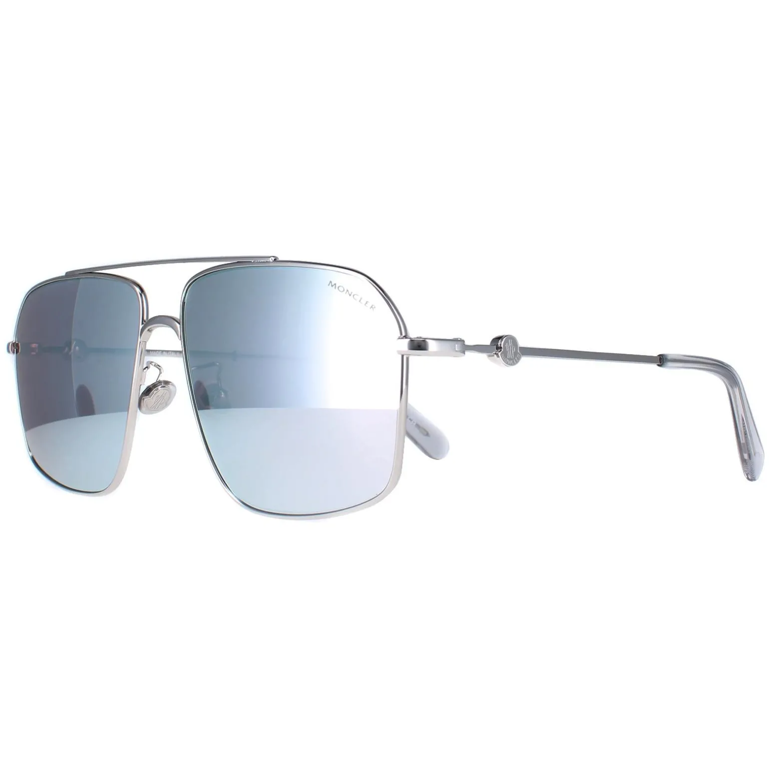 Moncler Sunglasses ML0216-D 16D Shiny Palladium Smoke Silver Mirror Po
