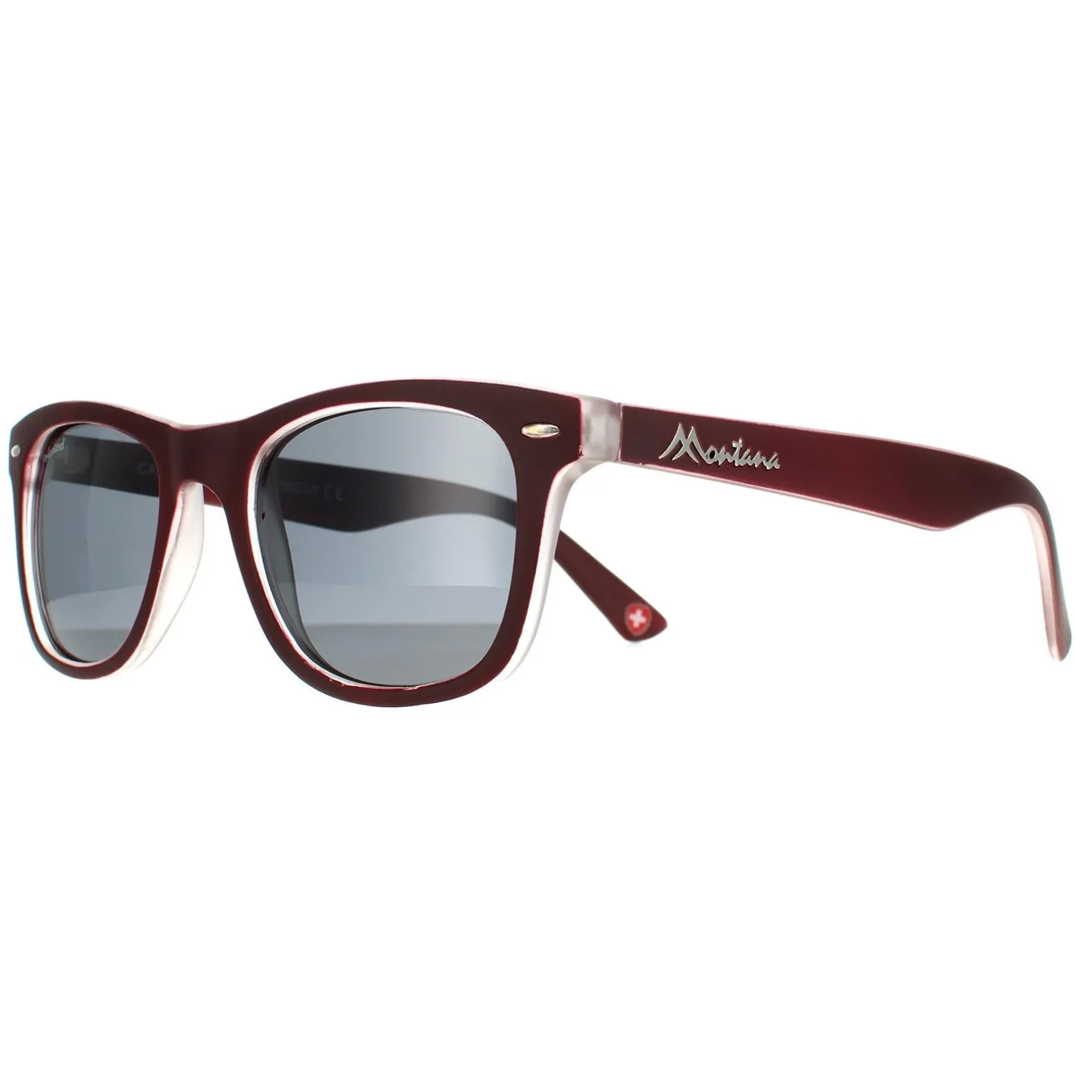 Montana Sunglasses MP41 E Burgundy Rubbertouch Grey Polarized