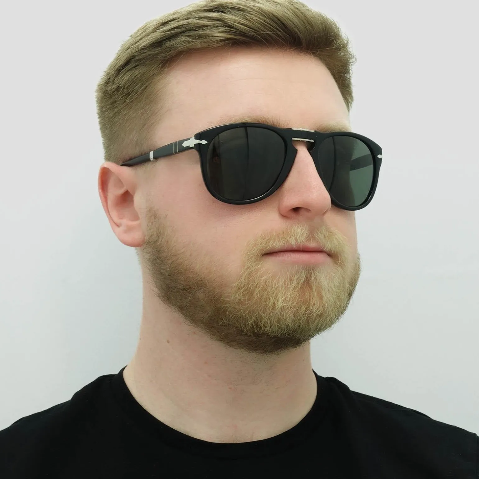 Persol Sunglasses PO0714 95/58 Black Green Polarized Folding 54mm