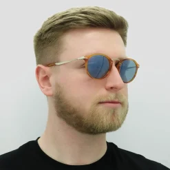 Persol Sunglasses PO3166S 960/56 Striped Brown Light Blue