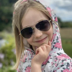 Polaroid Kids Sunglasses PLD 8015/N J5G AI Gold Grey Pink Mirror Polar