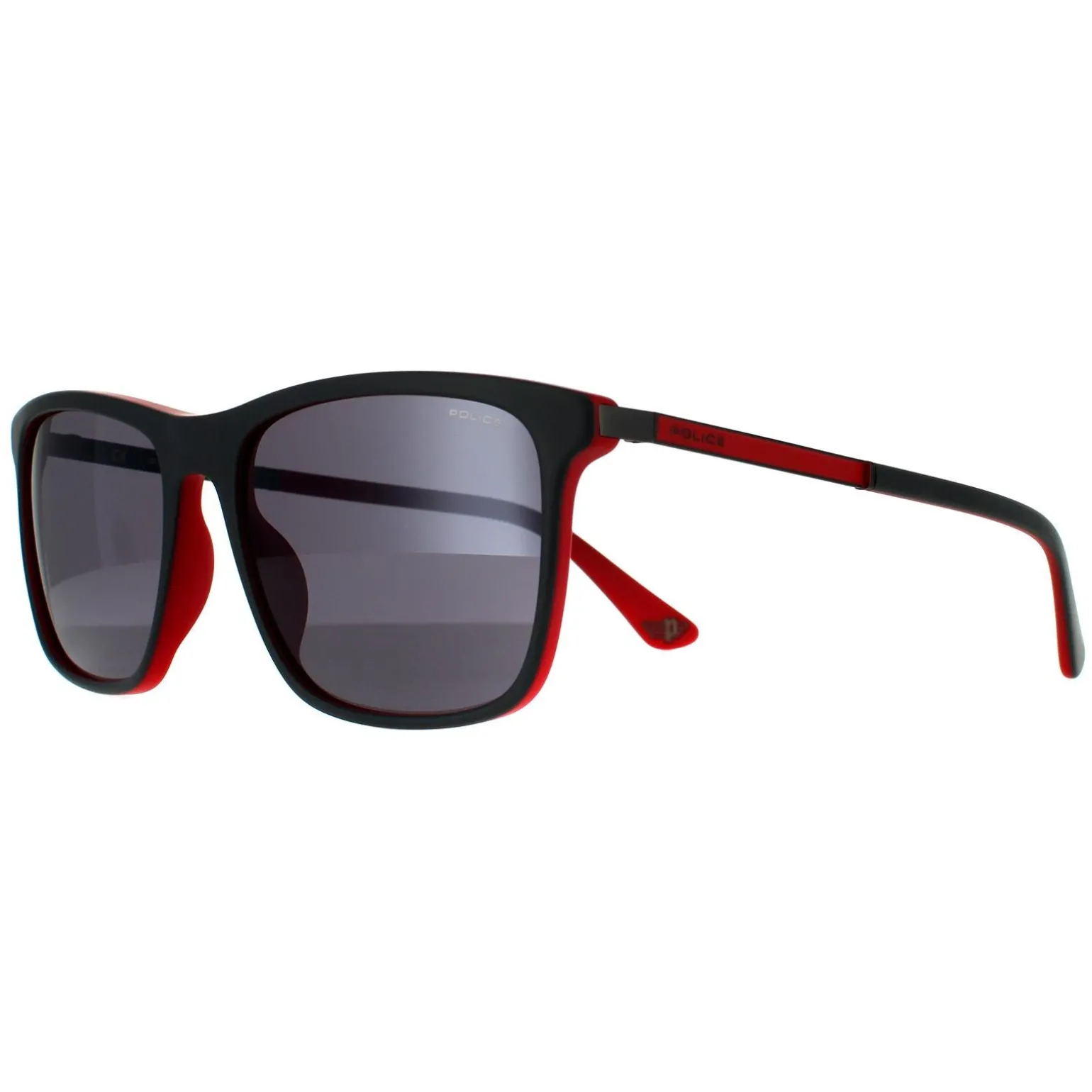 Police Sunglasses SPLA56 Record 1 1BUX Matte Grey Red Grey Mirrored