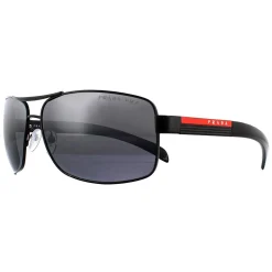 Prada Sport Sunglasses 54IS 1AB2F2 Black Rubber Grey Mirror Silver Gra