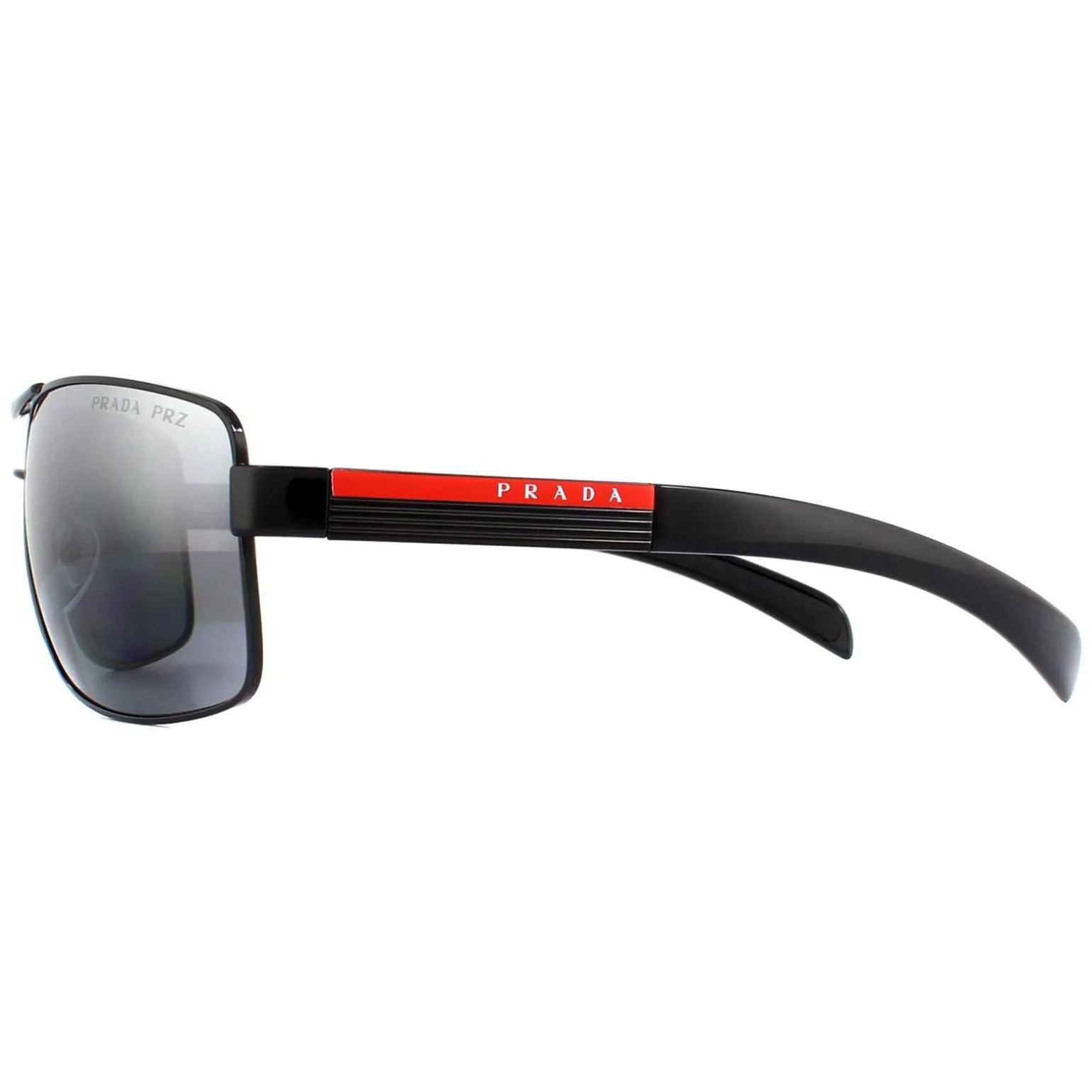 Prada Sport Sunglasses 54IS 1AB2F2 Black Rubber Grey Mirror Silver Gra