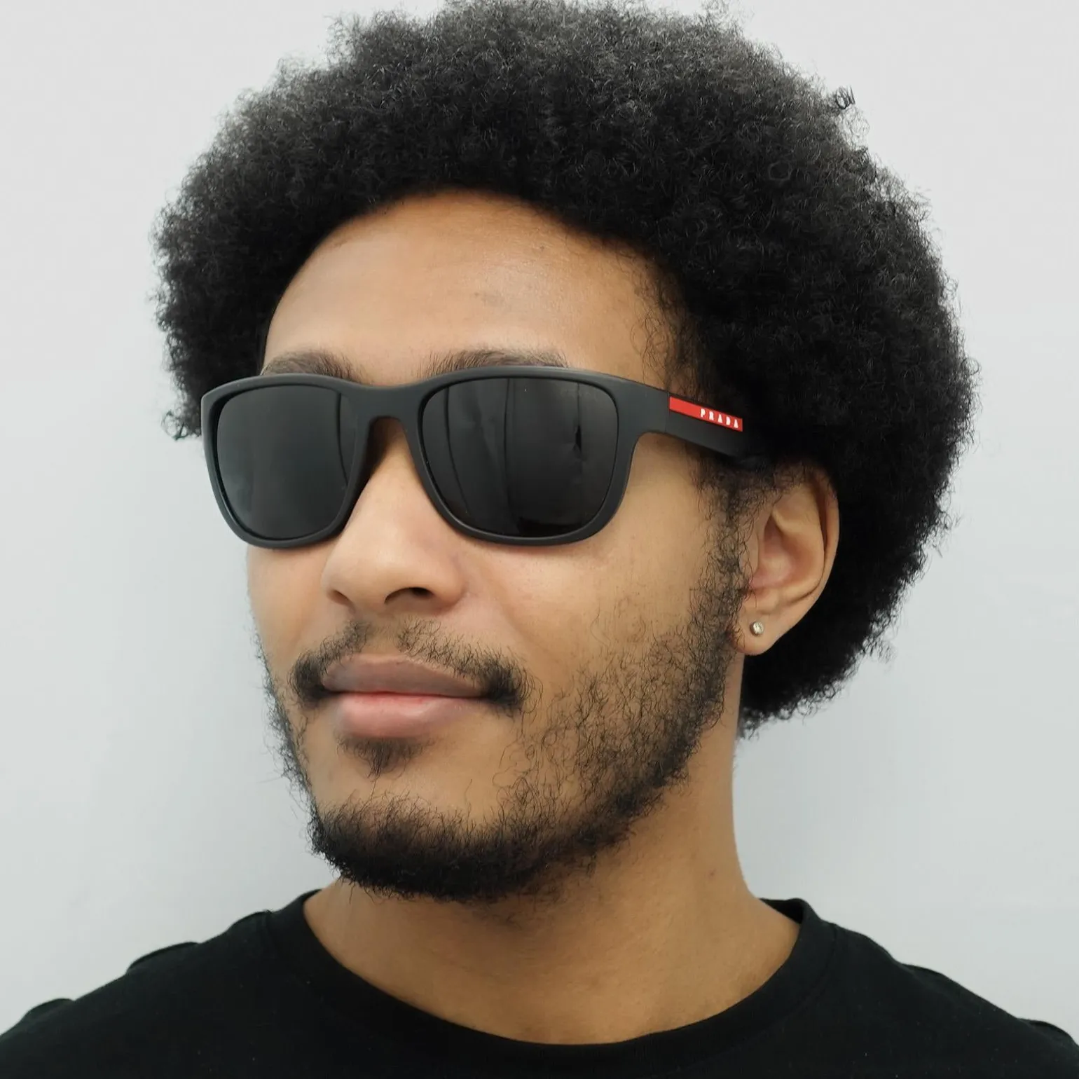 Prada Sport Sunglasses Mens PS01US DG05S0 - Rectangle Black Rubber Fra