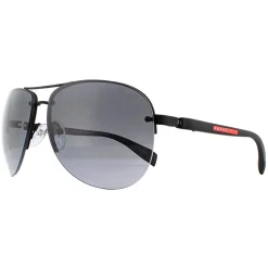 Prada Sport Sunglasses 56MS DG05W1 Black Rubber Polarized Grey Gradien