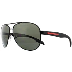 Prada Sport Sunglasses 53PS DG05X1 Black Rubber Green