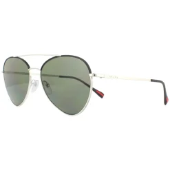Prada Sport Sunglasses 50SS GAQ5X1 Silver Black Green Polarized