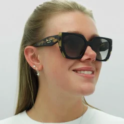 Prada Sunglasses PR15WS 3890A7 Black and Medium Tortoise Light Grey Gr