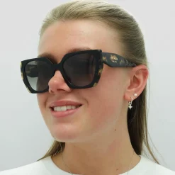 Prada Sunglasses PR15WS 3890A7 Black and Medium Tortoise Light Grey Gr
