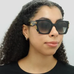 Prada Sunglasses PR15WS 3890A7 Black and Medium Tortoise Light Grey Gr