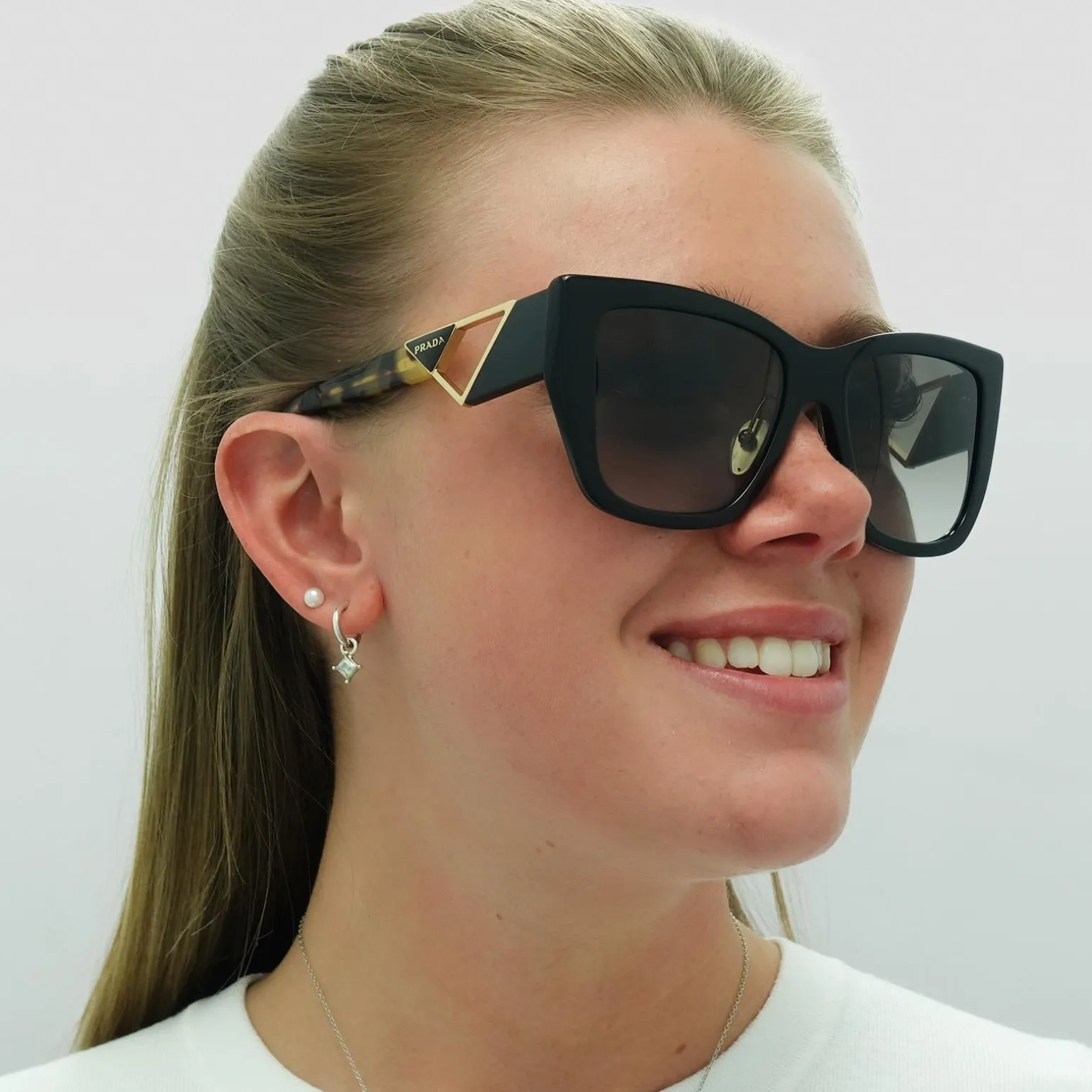Prada Sunglasses PR21YS 1AB0A7 Black and Tortoise Grey Gradient