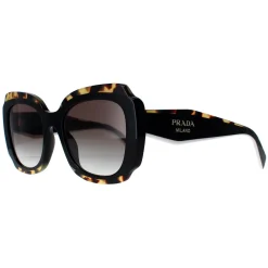 Prada Sunglasses PR16YS 01M0A7 Black and Medium Tortoise Light Grey Gr