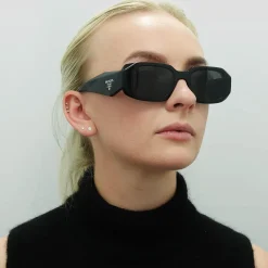 Prada Symbole Sunglasses - Women Luxury Rectangle PR17WS 1AB5S0 - Blac