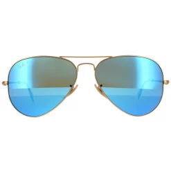 Ray-Ban Sunglasses Aviator 3025 112/4L Matt Gold Blue Mirror Polarized