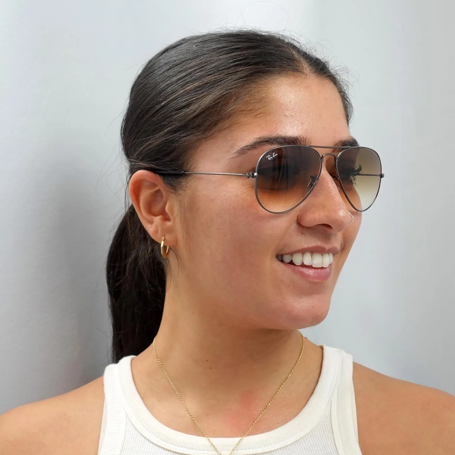 Ray-Ban Sunglasses Aviator RB3025 004/51 Gunmetal Brown Gradient Small