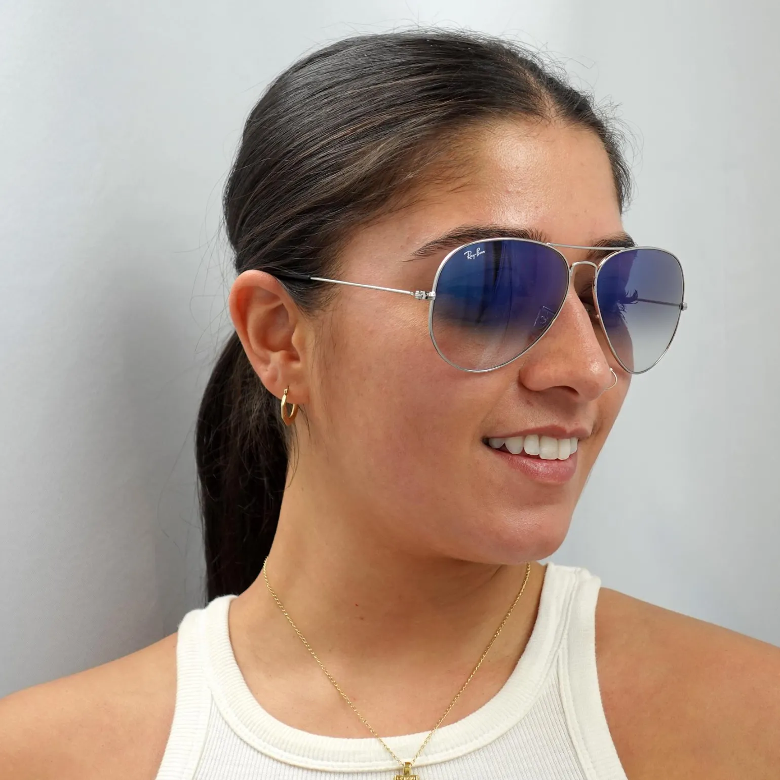 Ray-Ban Sunglasses Aviator 3025 Silver Gradient Light Blue 003/3F 62mm