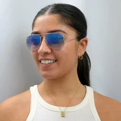 Ray-Ban Sunglasses Aviator 3025 Silver Gradient Light Blue 003/3F 55mm