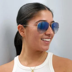 Ray-Ban Sunglasses Aviator 3025 Gold Gradient Light Blue 001/3F