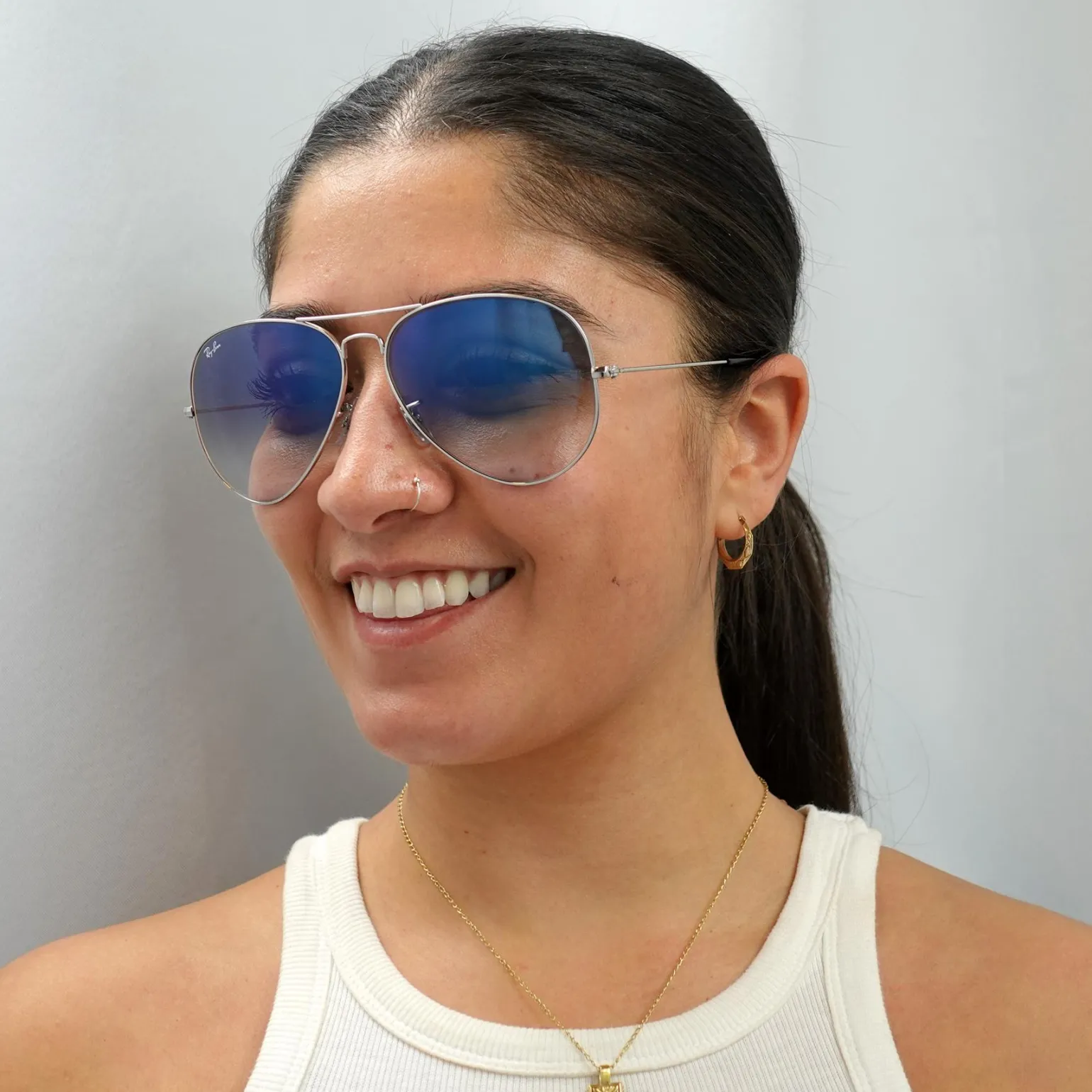 Ray-Ban Sunglasses Aviator 3025 Silver Gradient Light Blue 003/3F 62mm