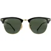 Ray-Ban Sunglasses Clubmaster Metal RB3716 187 Gold Top On Black Green