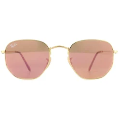 Ray-Ban Sunglasses Hexagonal 3548N 001/Z2 Gold Copper Flash Mirror