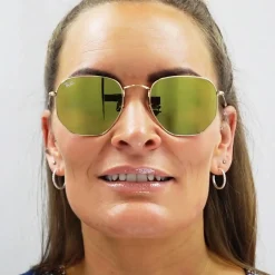 Ray-Ban Sunglasses Hexagonal 3548N 001 Gold Green