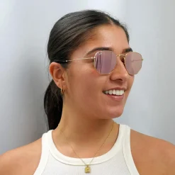 Ray-Ban Sunglasses Hexagonal 3548N 001/Z2 Gold Copper Flash Mirror