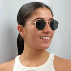 Ray-Ban Sunglasses Hexagonal RB3548N 001/58 Gold G-15 Green Polarized
