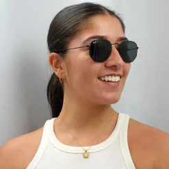 Ray-Ban Sunglasses Hexagonal RB3548N 002/58 Polished Black Green Polar