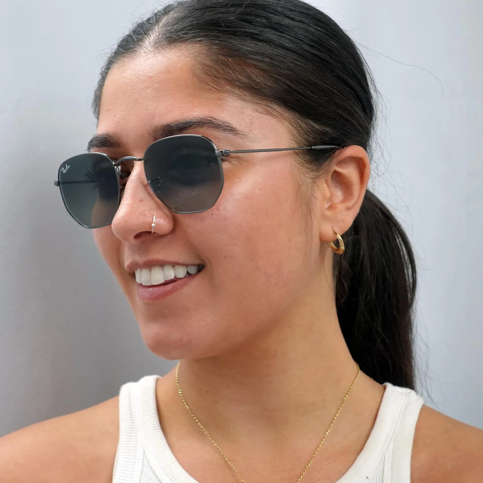 Ray-Ban Sunglasses Hexagonal RB3548N 004/71 Gunmetal Dark Grey Gradien