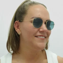 Ray-Ban Sunglasses Hexagonal RB3548N 91233M Gold Blue Grey Gradient