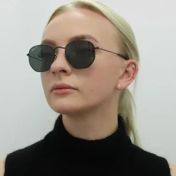 Ray-Ban Sunglasses Hexagonal RB3548N 002/58 Polished Black Green Polar