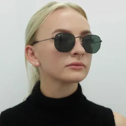 Ray-Ban Sunglasses Hexagonal RB3548N 002/58 Polished Black Green Polar