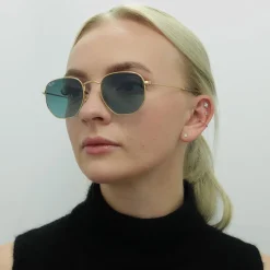 Ray-Ban Sunglasses Hexagonal RB3548N 91233M Gold Blue Grey Gradient