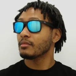 Ray-Ban Sunglasses Justin 4165 622/55 Rubber Black Blue Mirror