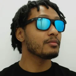 Ray-Ban Sunglasses Justin 4165 622/55 Rubber Black Blue Mirror