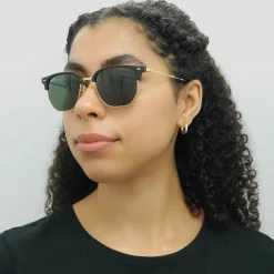 Ray-Ban Sunglasses RB4416 New Clubmaster 601/31 Black on Gold Green