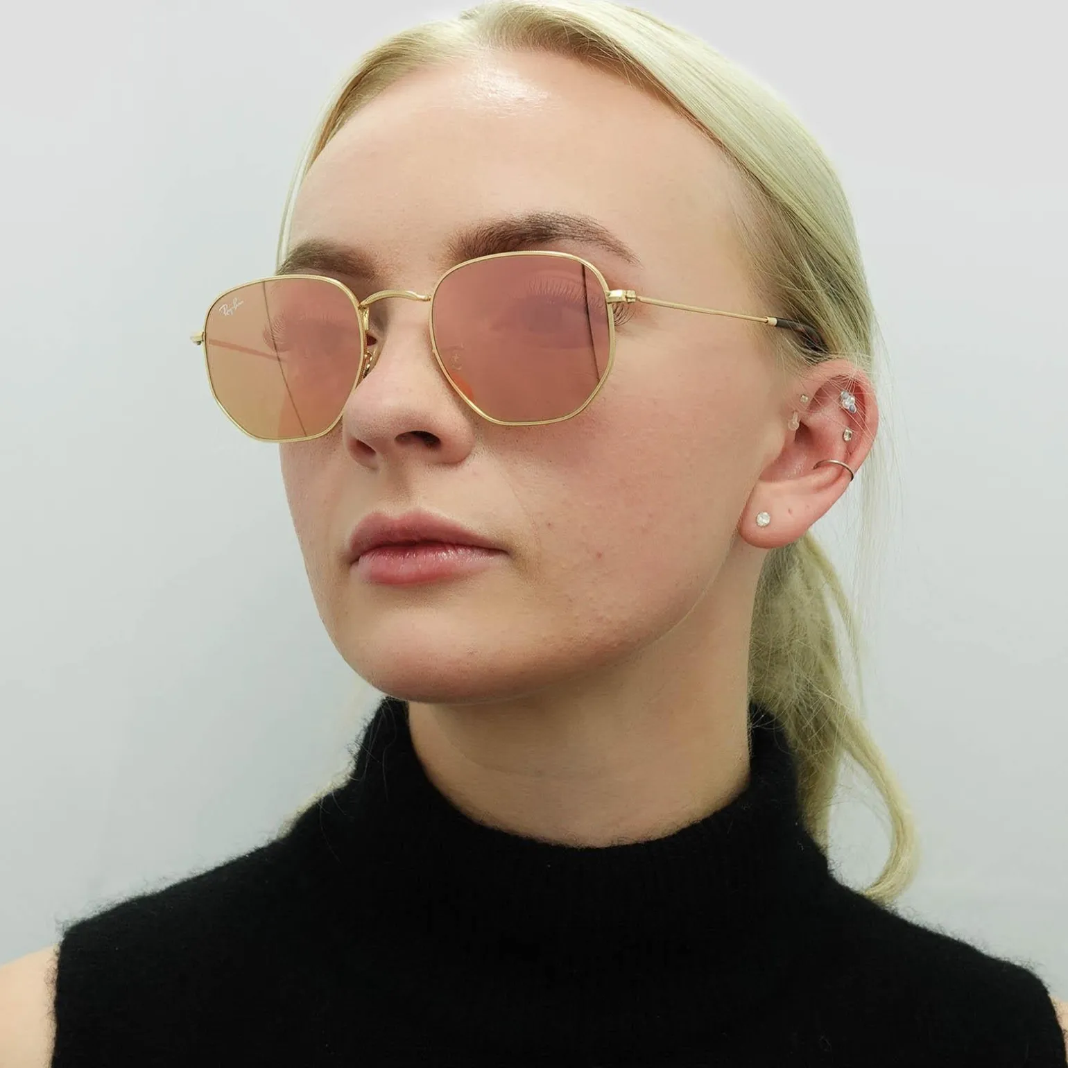Ray-Ban Sunglasses RB3548N Hexagonal 001/Z2 Gold Copper Flash Mirror