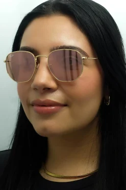 Ray-Ban Sunglasses RB3548N Hexagonal 001/Z2 Gold Copper Flash Mirror