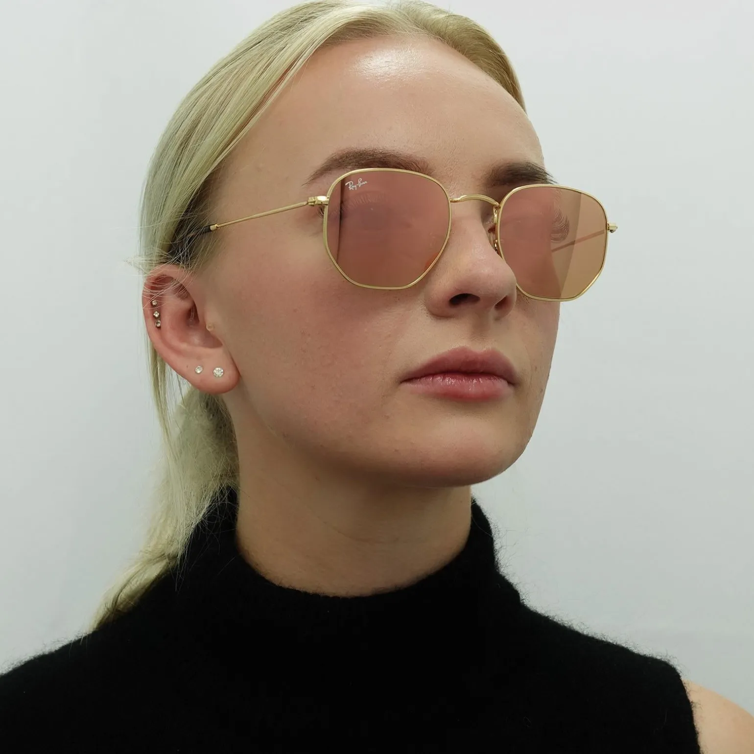 Ray-Ban Sunglasses RB3548N Hexagonal 001/Z2 Gold Copper Flash Mirror