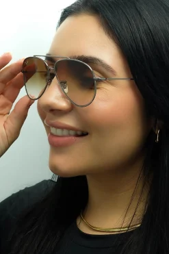 Ray-Ban Sunglasses RB0101S Aviator Reverse 004/CB Gunmetal Brown Gradi